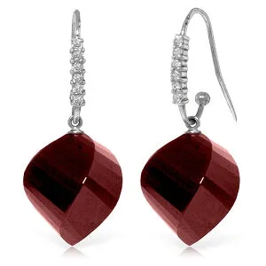 30.68 Carat 14K Solid White Gold Demonstrations Of Affection Ruby Diamond Earrings