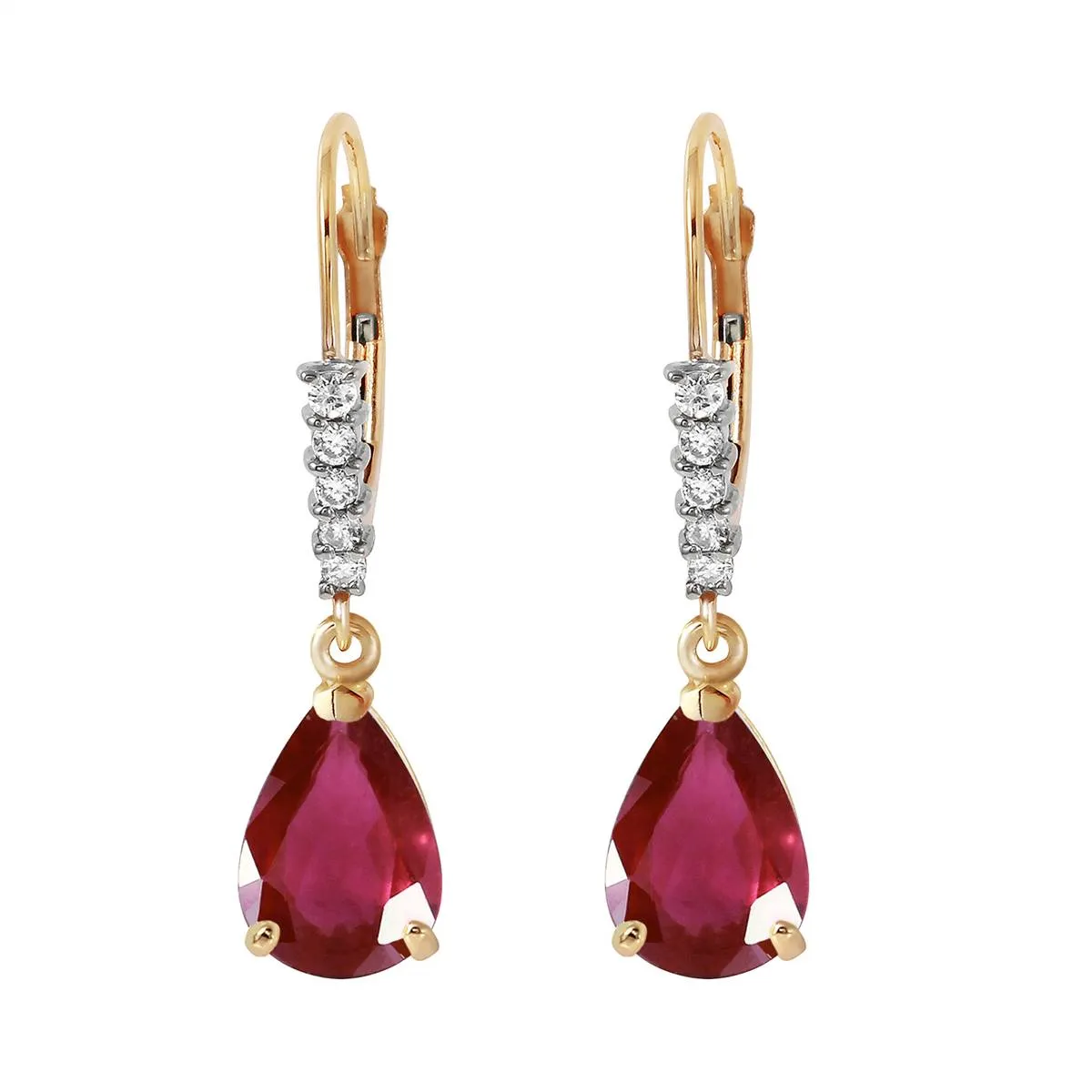 3.15 Carat 14K Solid Yellow Gold Violeta Ruby Diamond Earrings