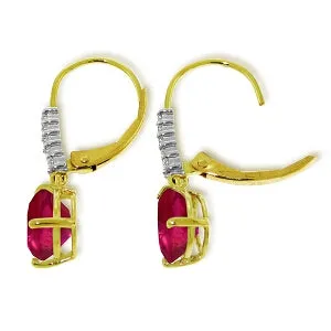 3.15 Carat 14K Solid Yellow Gold Violeta Ruby Diamond Earrings