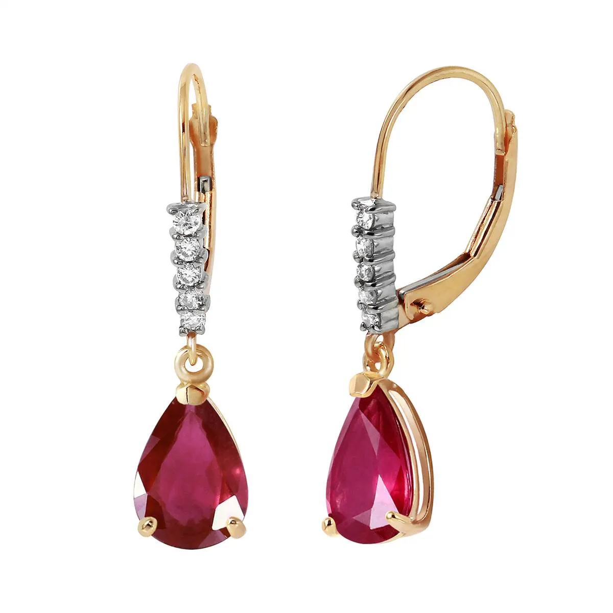 3.15 Carat 14K Solid Yellow Gold Violeta Ruby Diamond Earrings