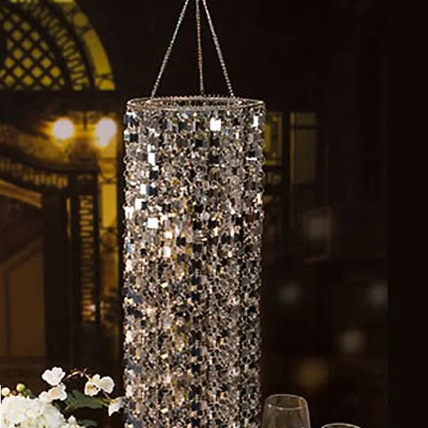 53" Acrylic Diamond Chandelier Centerpiece For Wedding Party Event - Free Stand   Poles