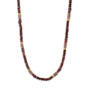 5mm Garnet, Ruby & Rhodonite 24K Gold Vermeil Necklace