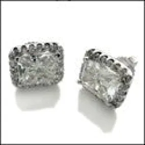 6 Ct Radiant Cubic Zirconia CZ Earrings