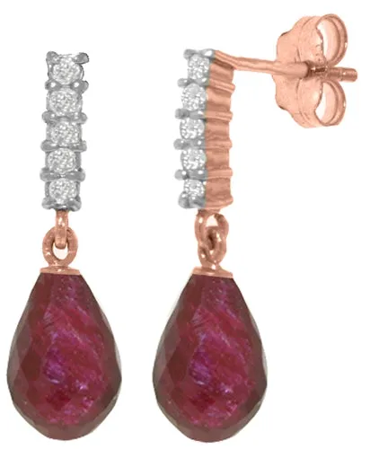 6.75 Carat 14K Solid Yellow Gold Enchant Ruby Diamond Earrings