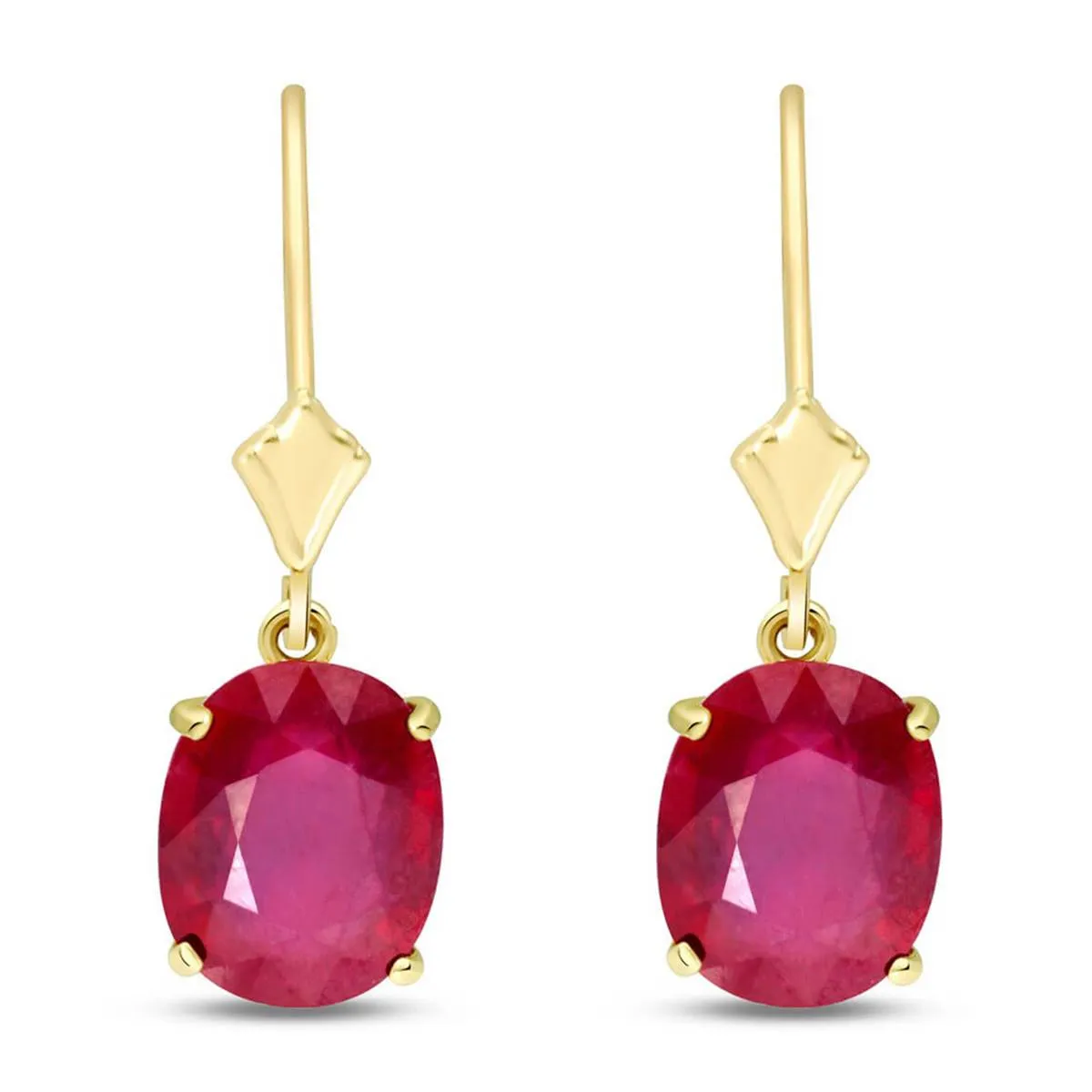 7 Carat 14K Solid Yellow Gold Red Explosion Ruby Earrings