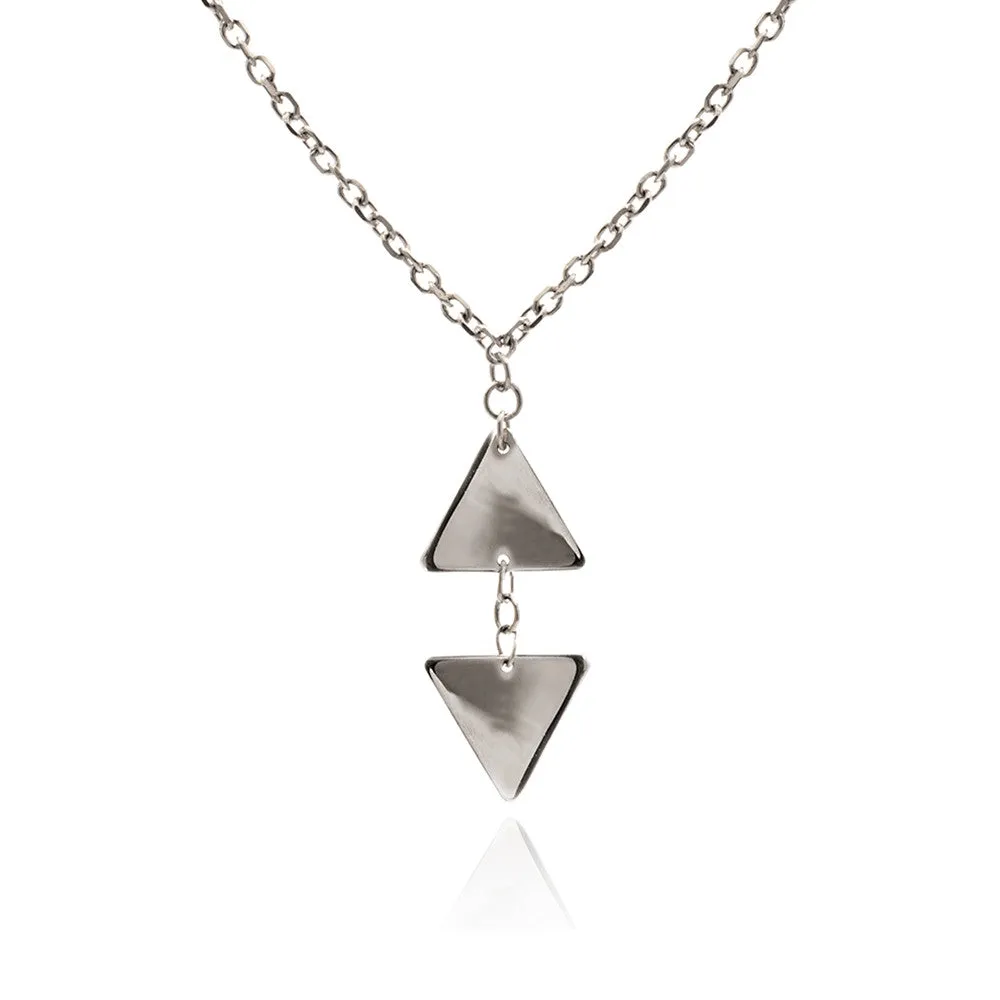 70%   DISCOUNT  Dazzlling 925 Sterling Silver Small Triangle Charm Pendant Necklace