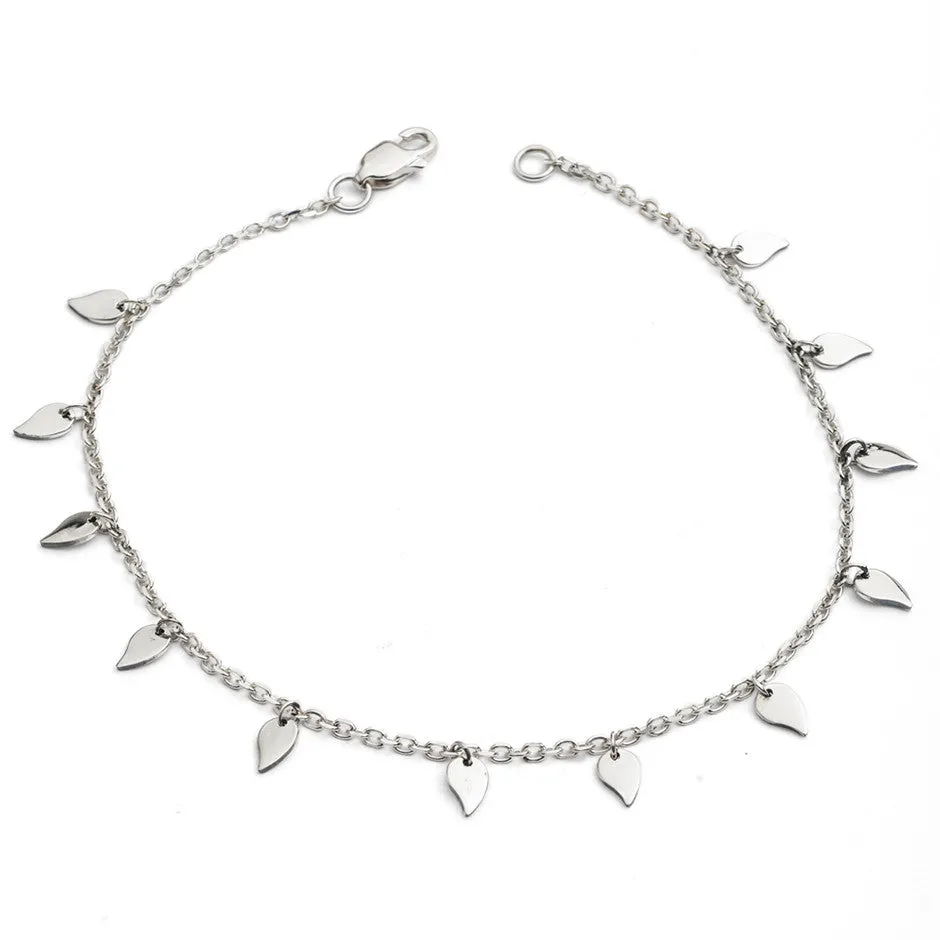 70%   DISCOUNT LAST ONE!  Little Princess Dainty Sterling Silver Small Leaf Bracelet