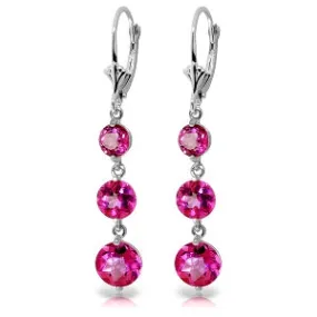 7.2 Carat 14K Solid White Gold Chandelier Earrings Pink Topaz