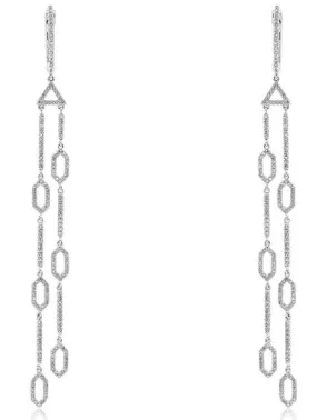 .85CT DIAMOND 14KT WHITE GOLD OPEN LINK BY THE YARD CHANDELIER HANGING EARRINGS