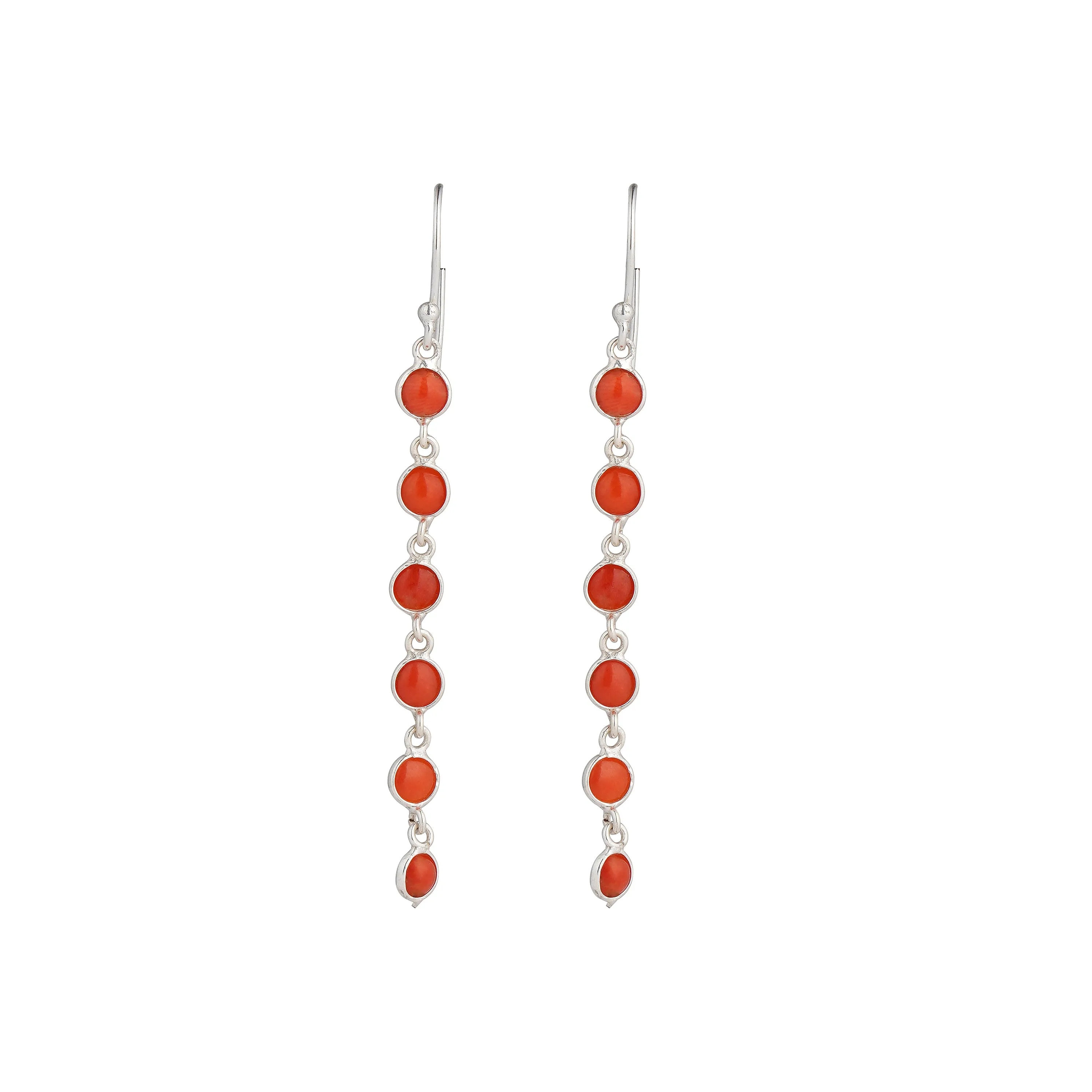 925 Sterling Silver Earrings - Coral stone