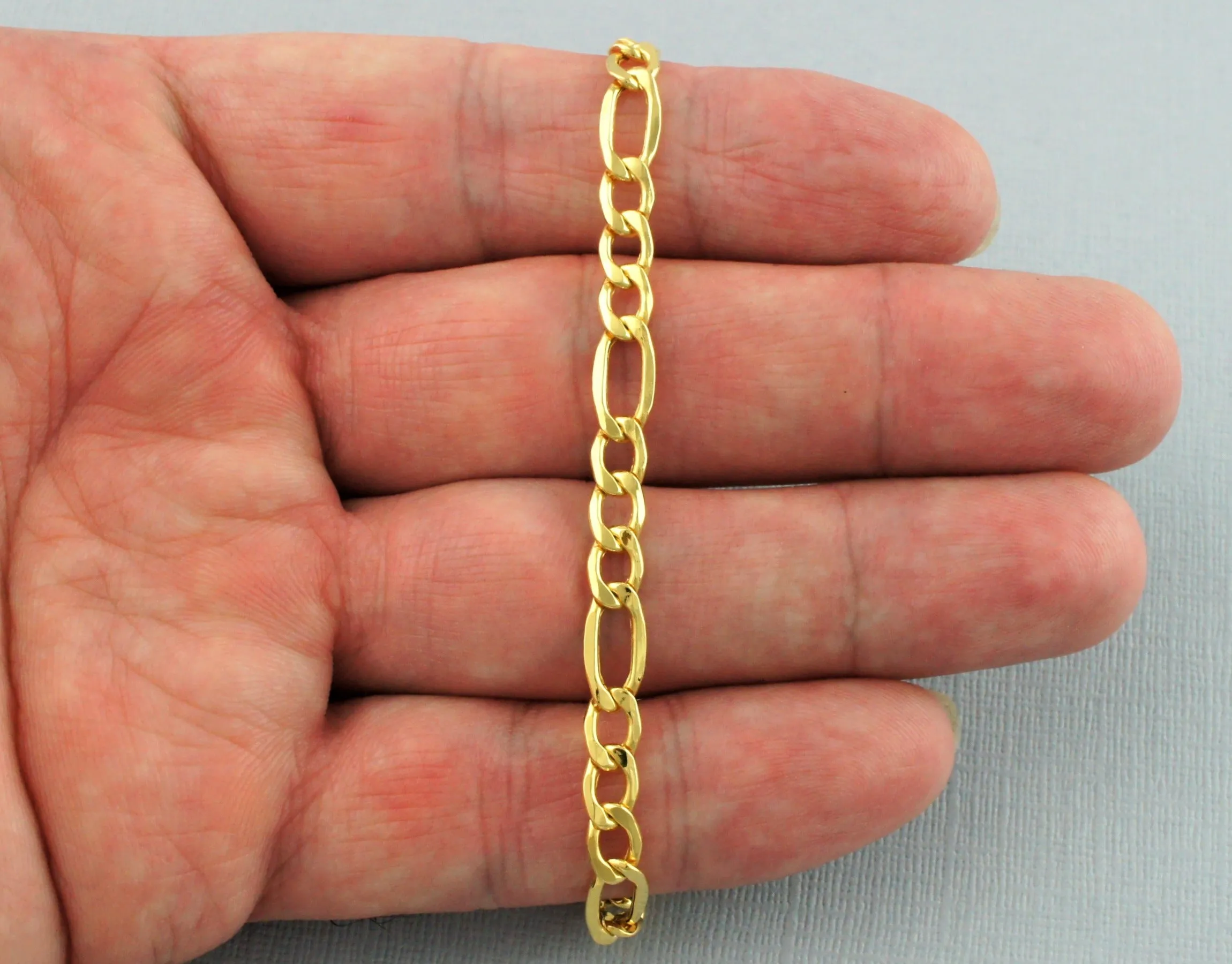 9ct Yellow Gold Diamond Cut Figaro Bracelet 19cm/7.5"