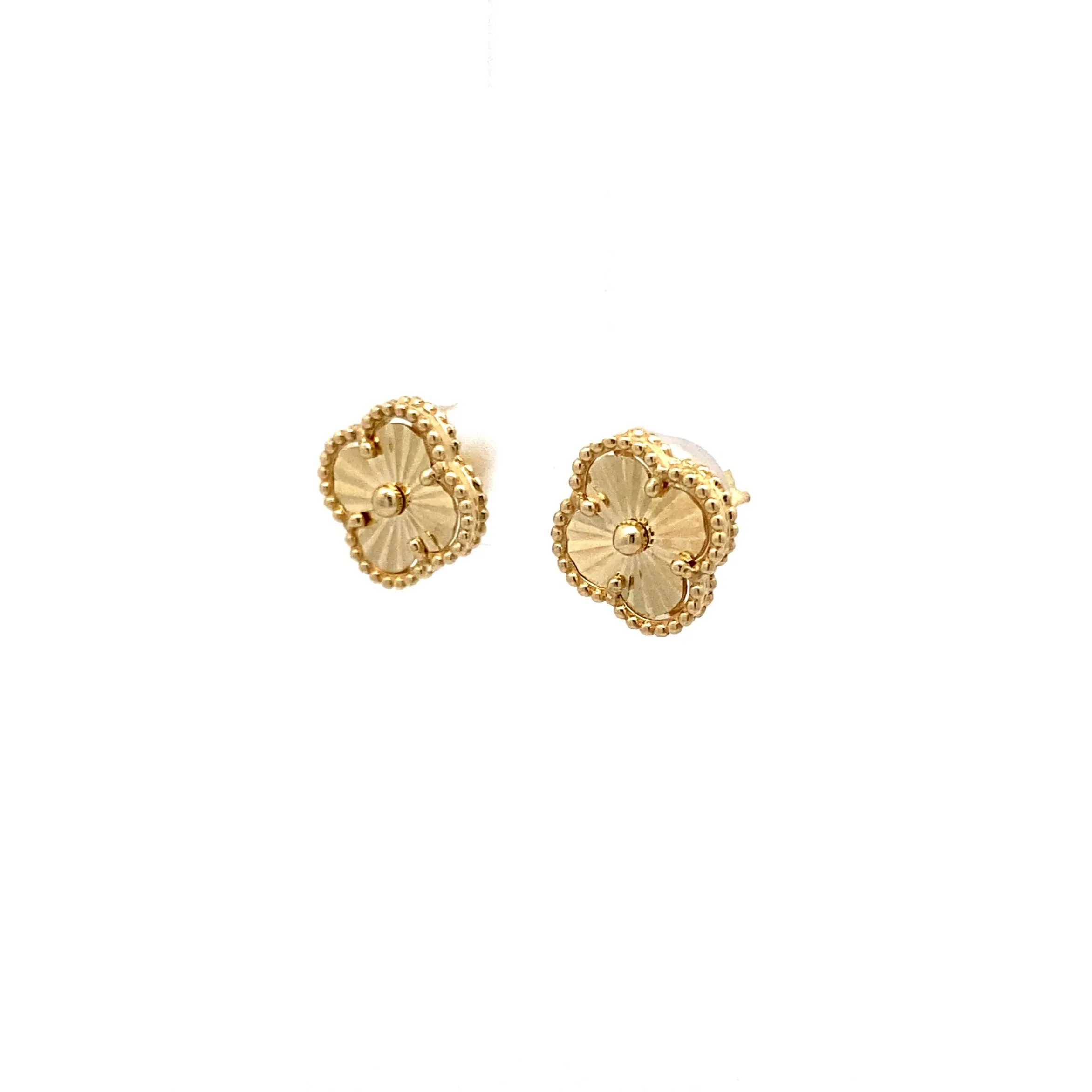 9ct Yellow Gold Diamond Cut Quatrefoil/Clover Stud Earrings (Various Sizes)