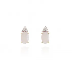 9ct Yellow Gold Earth Grown Diamond And Opal Stud Earrings