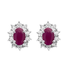 9K White Gold Diamond & Ruby Earrings