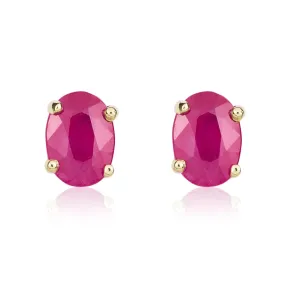 9K Yellow Gold Ruby Stud Earrings