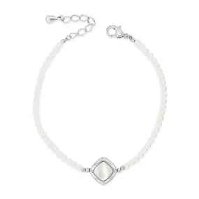 Absolute White Opal Square Pearl Bracelet, Silver