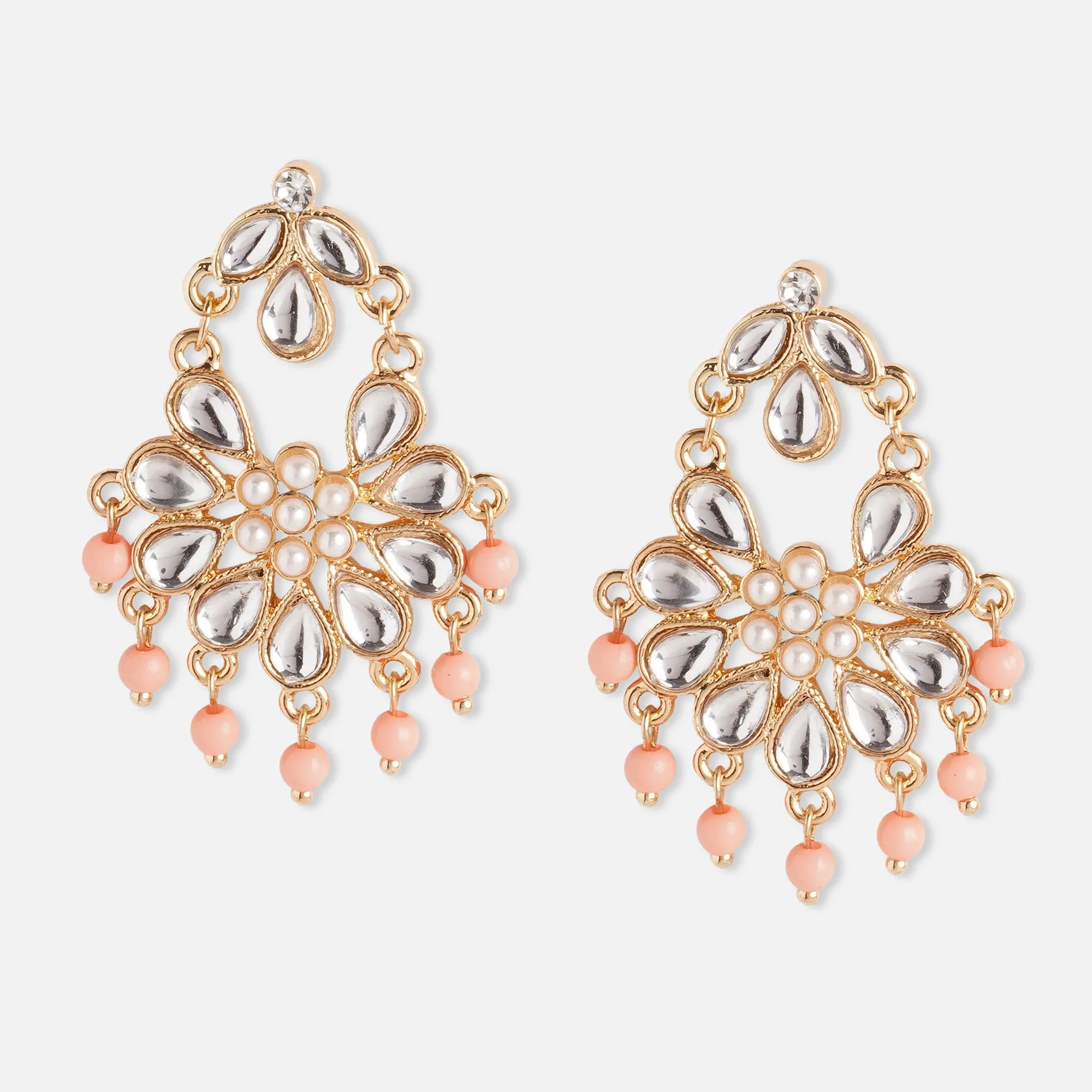 Accessorize London Coral Gold Chandbalis Zinc Chandbali Earring