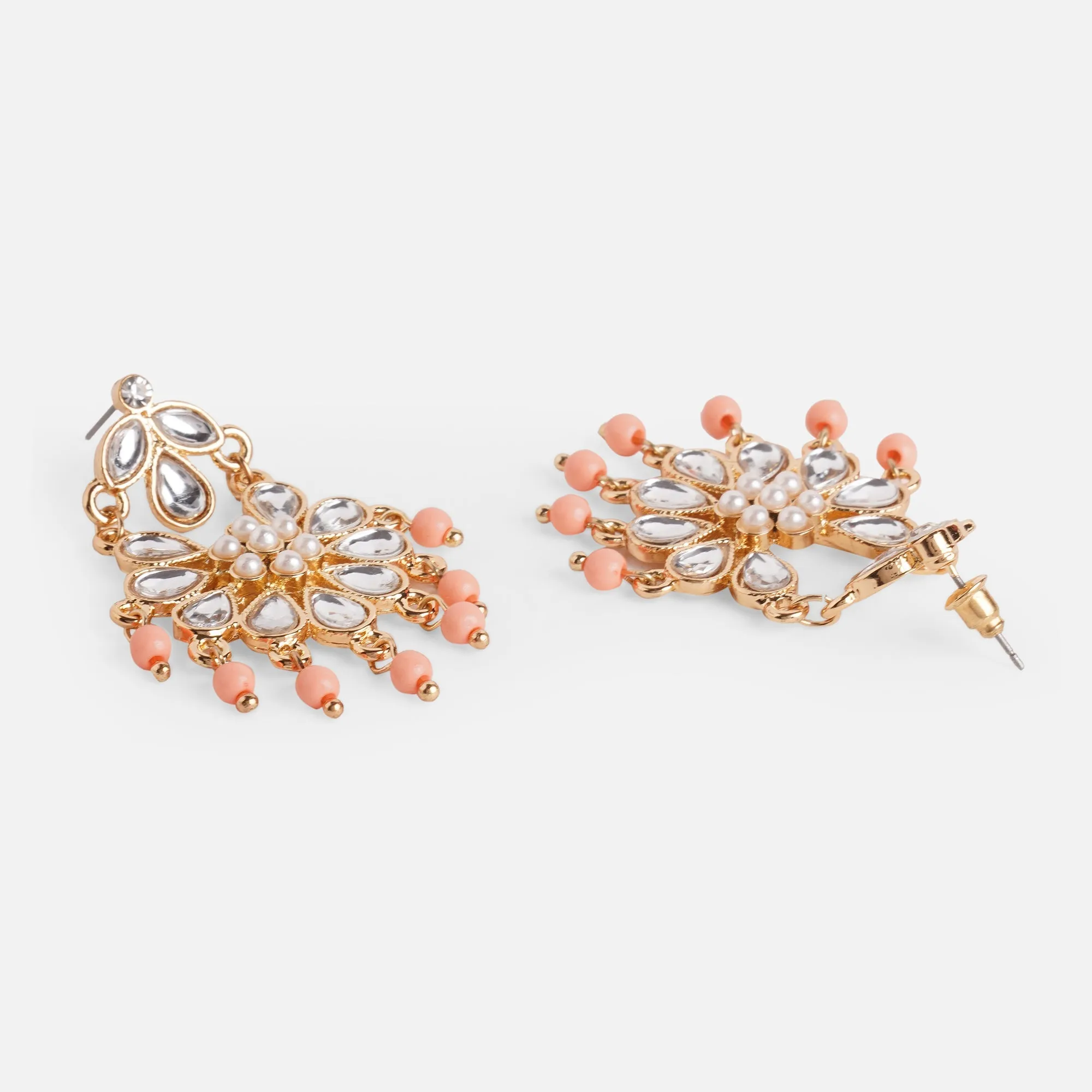 Accessorize London Coral Gold Chandbalis Zinc Chandbali Earring