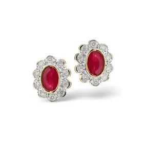 Acotis Diamonds 9K Gold 0.20ct Diamond Ruby Earrings Z1071