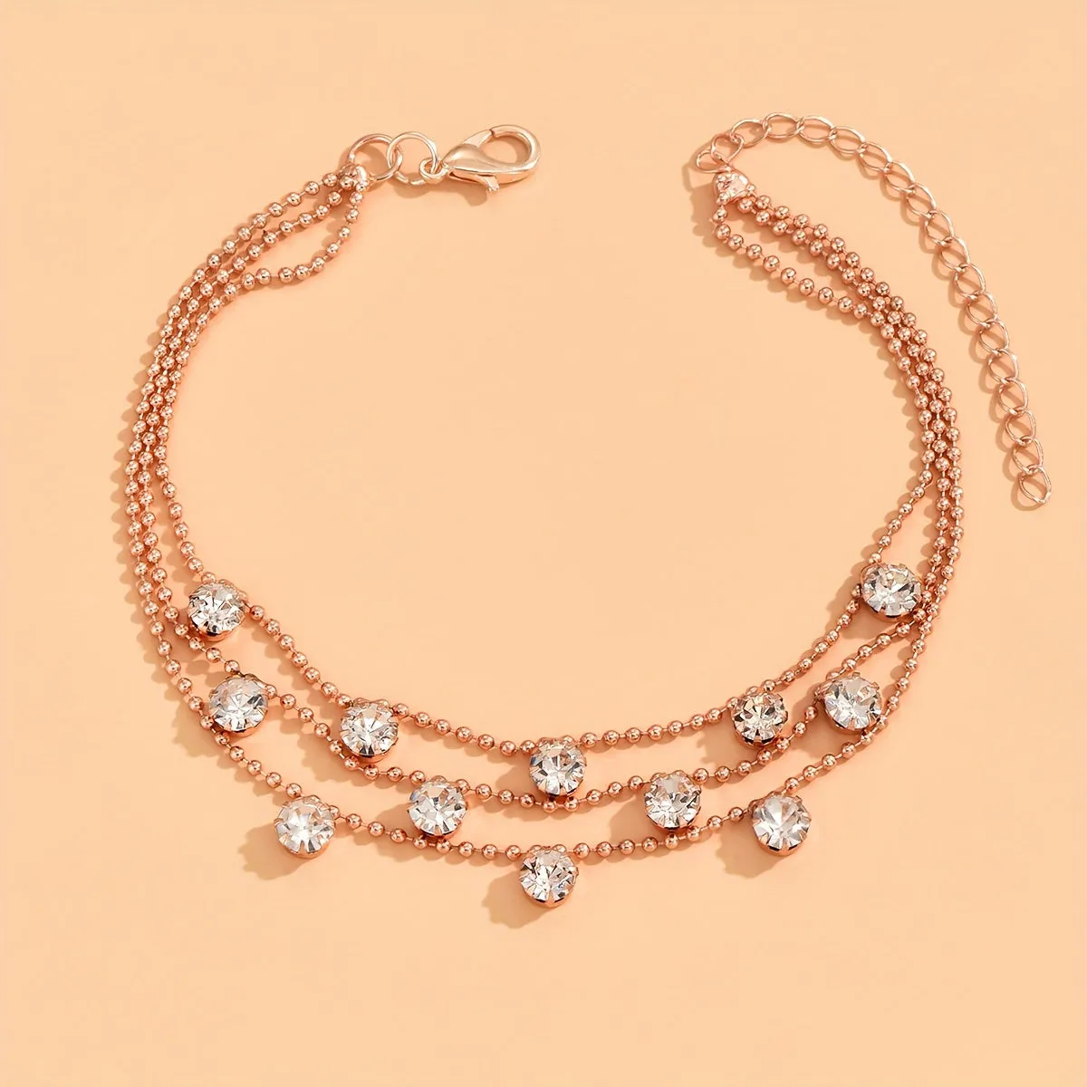 Adjustable Copper Chain Anklet with Luxurious Faux Pearls