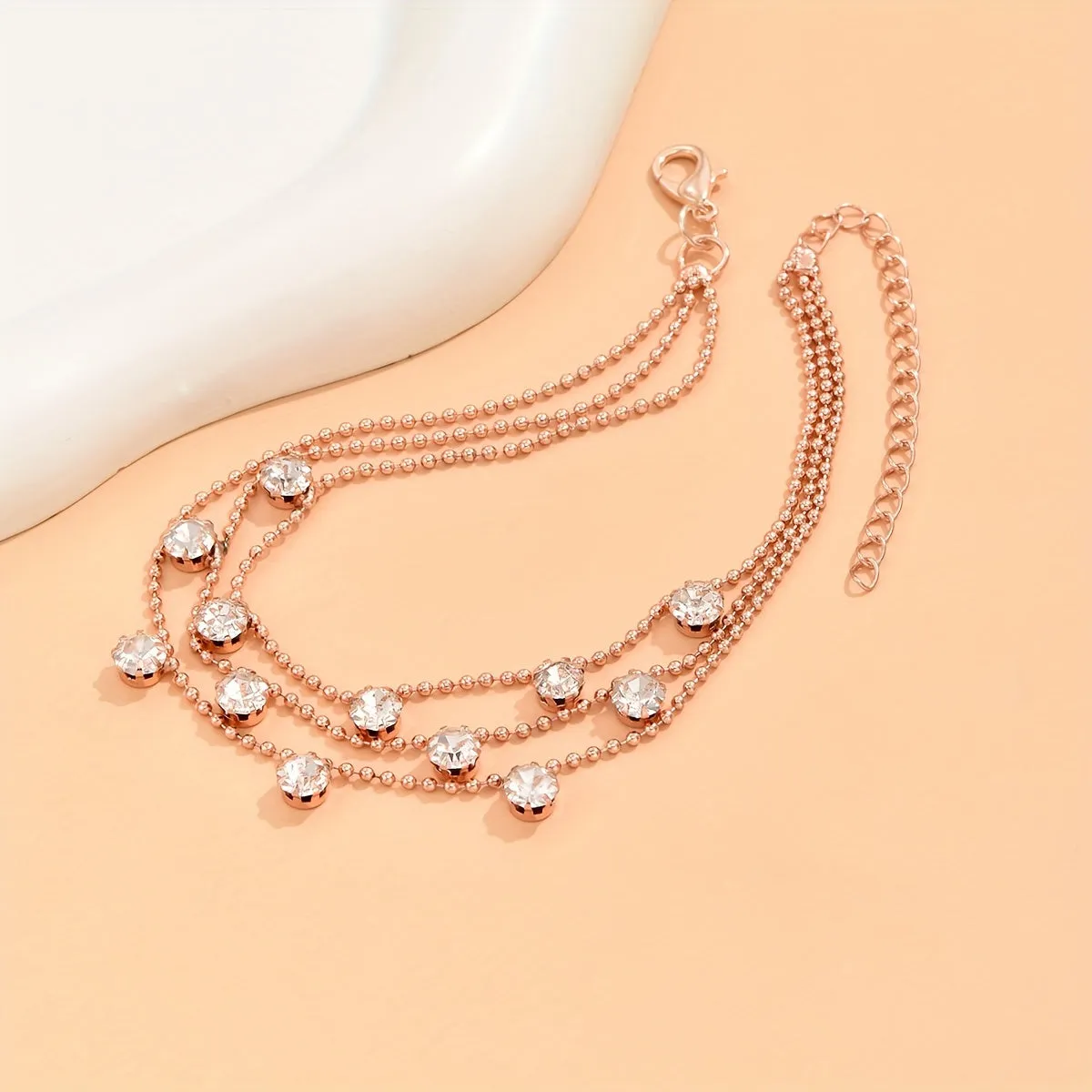 Adjustable Copper Chain Anklet with Luxurious Faux Pearls