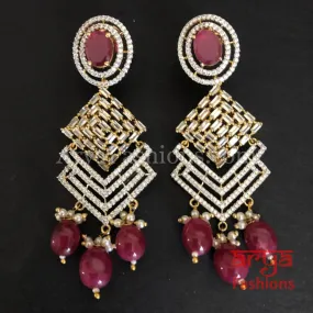 Aisha Ruby and Champagne Golden CZ Earrings