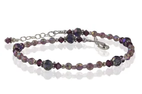 Amethyst Purple Crystal Beaded Anklet