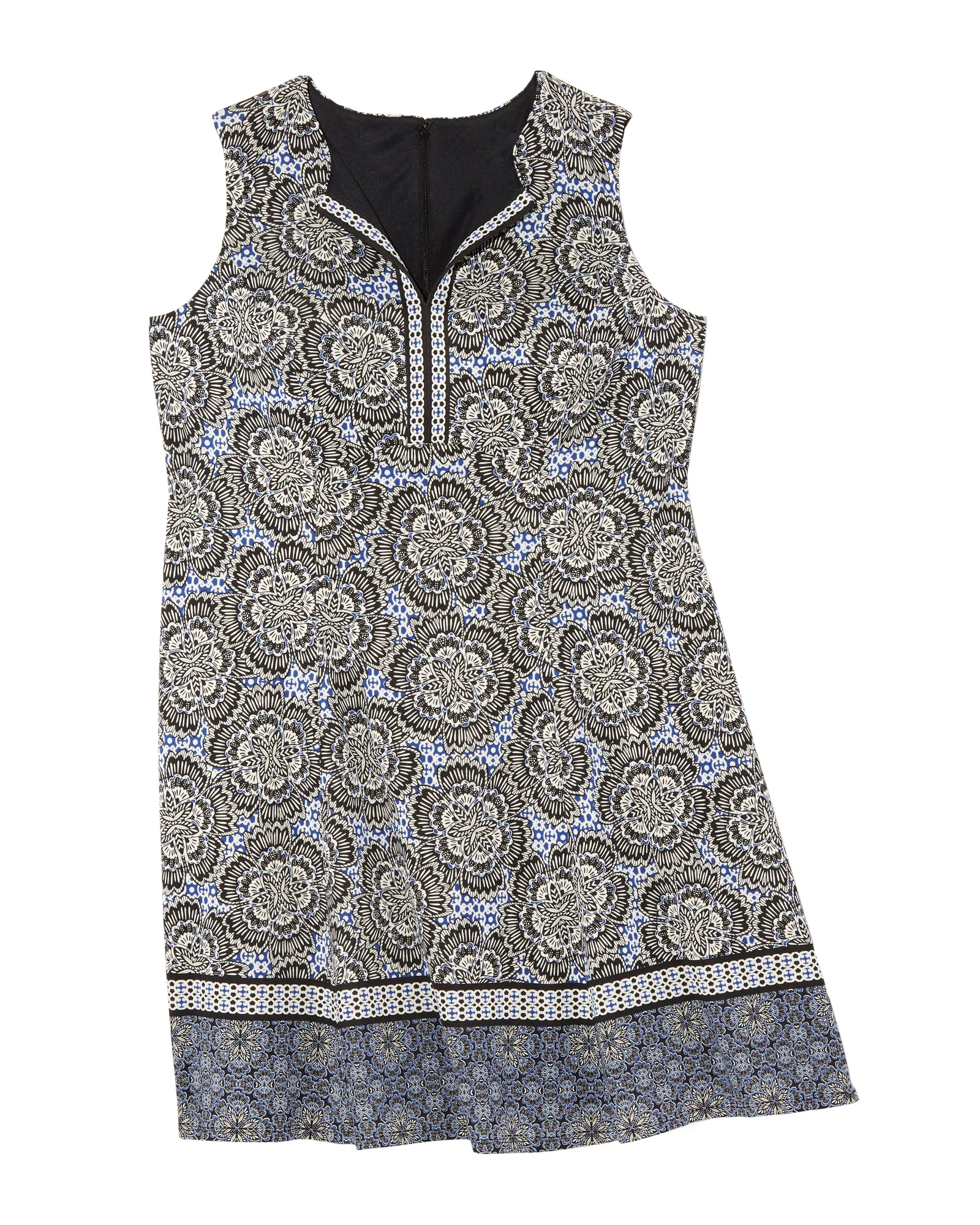 Ana Floral Scuba Dress | Light Blue / Charcoal Grey