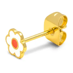 Anemone earring 1 pcs gold plated - Orange/Coral - White