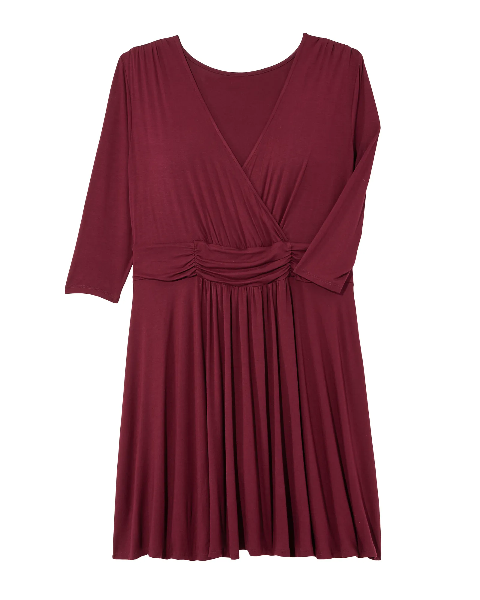 Anise 3/4 Sleeve Knotted Dress | Burgundy