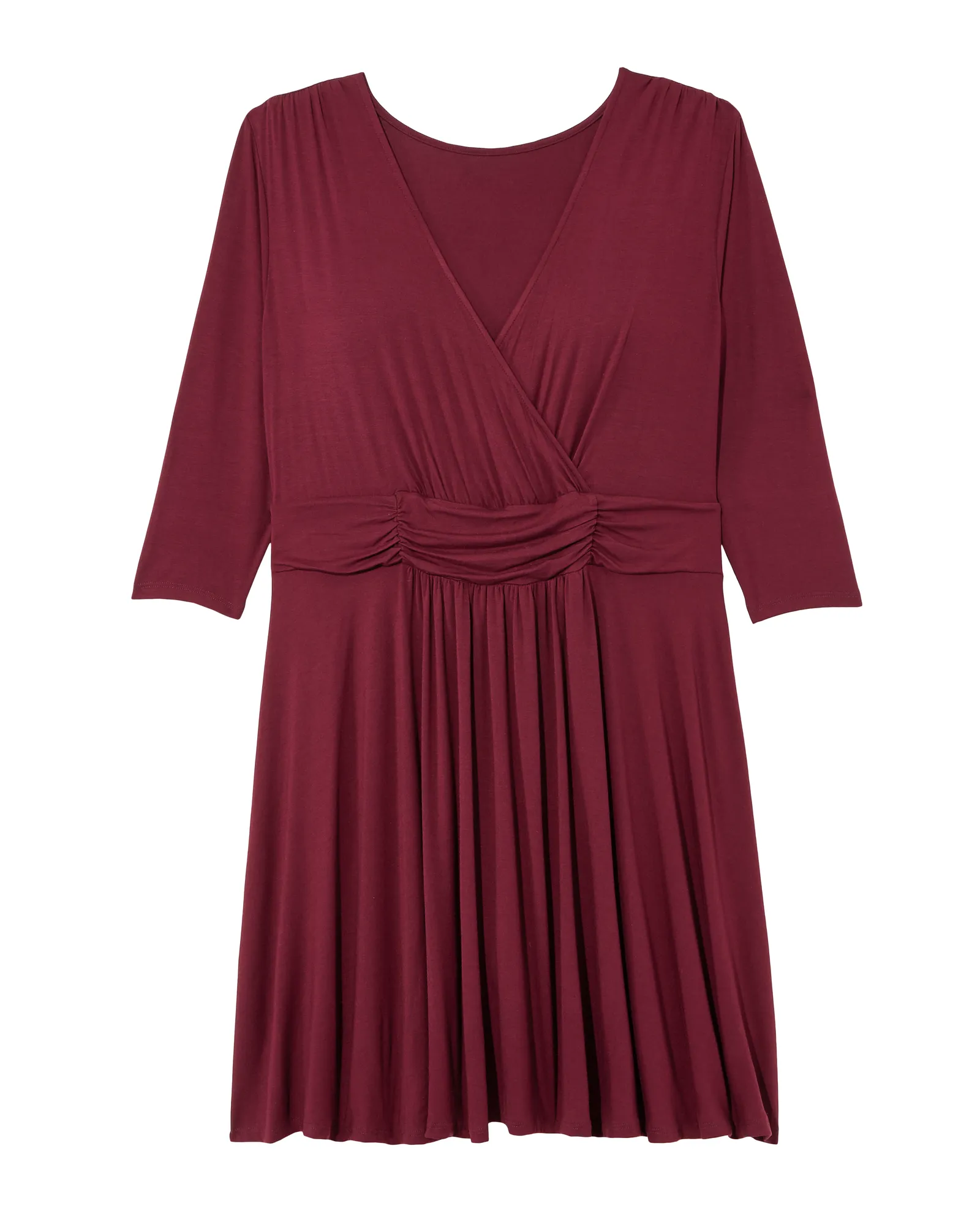 Anise 3/4 Sleeve Knotted Dress | Burgundy