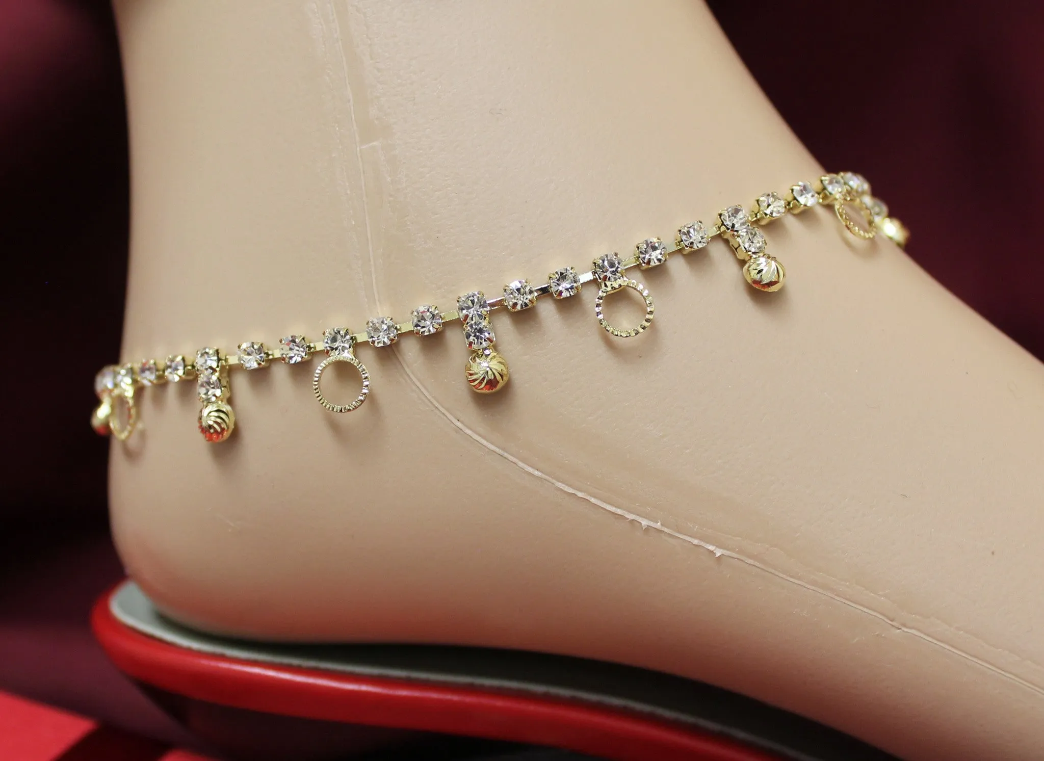 Anklet 3096 Golden Payal Indian Payal Shieno Sarees