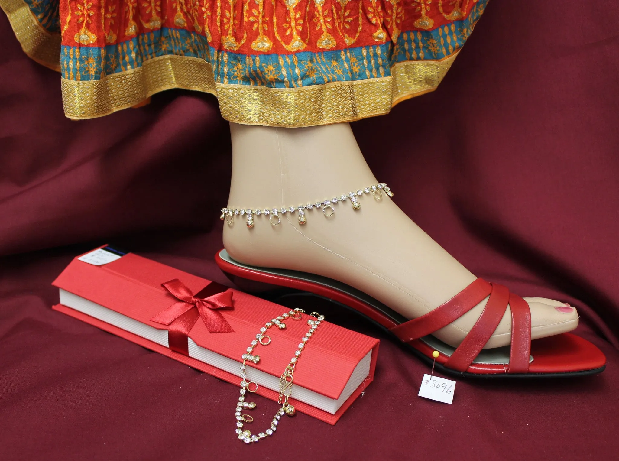 Anklet 3096 Golden Payal Indian Payal Shieno Sarees