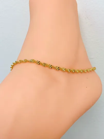 Anklet Bracelet For Women 10" / 18K Gold Filled Spiral Anklet Bracelet EXTENSION 1.5" / Sneak Anklet Bracelet / Women's Bracelet / Pulsera de Pie Para Mujer / Tobillera en Oro Laminado