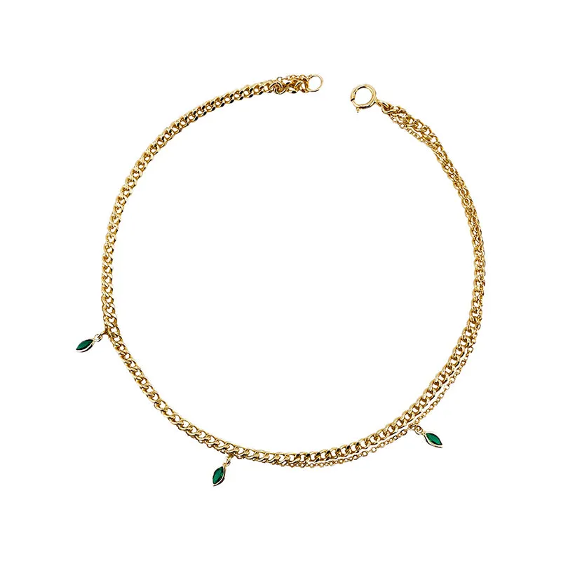 ANKLET WITH EMERALD DROPLETS