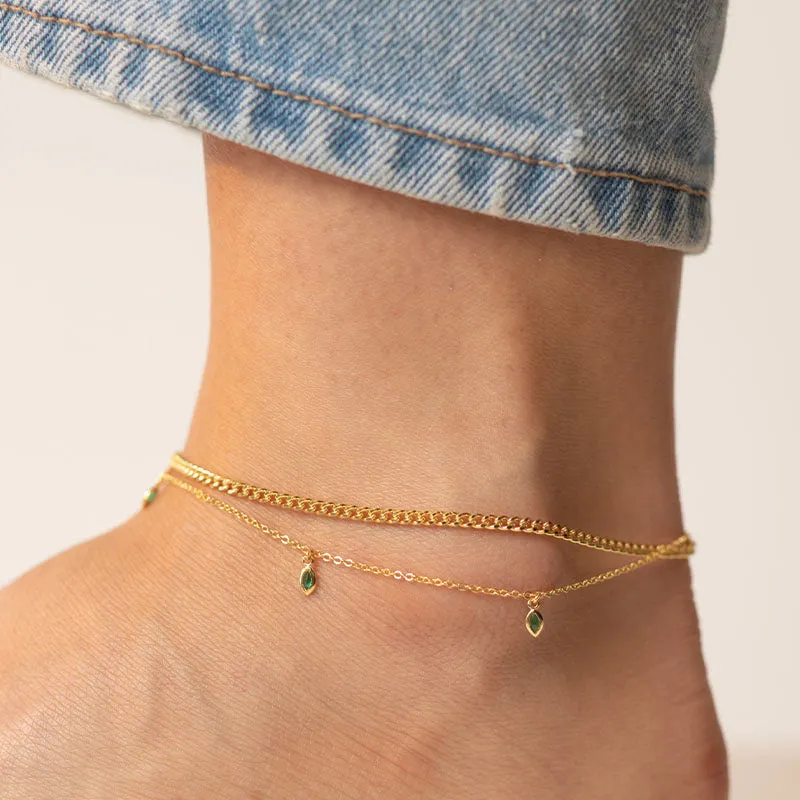 ANKLET WITH EMERALD DROPLETS