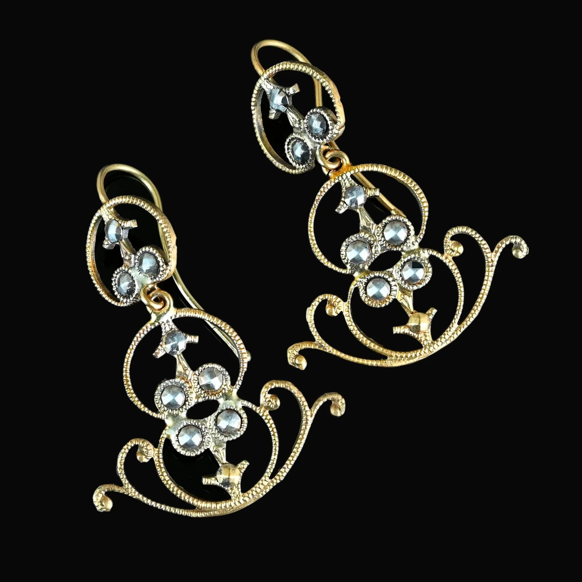 Antique Gold Cut Steel Victorian Earrings