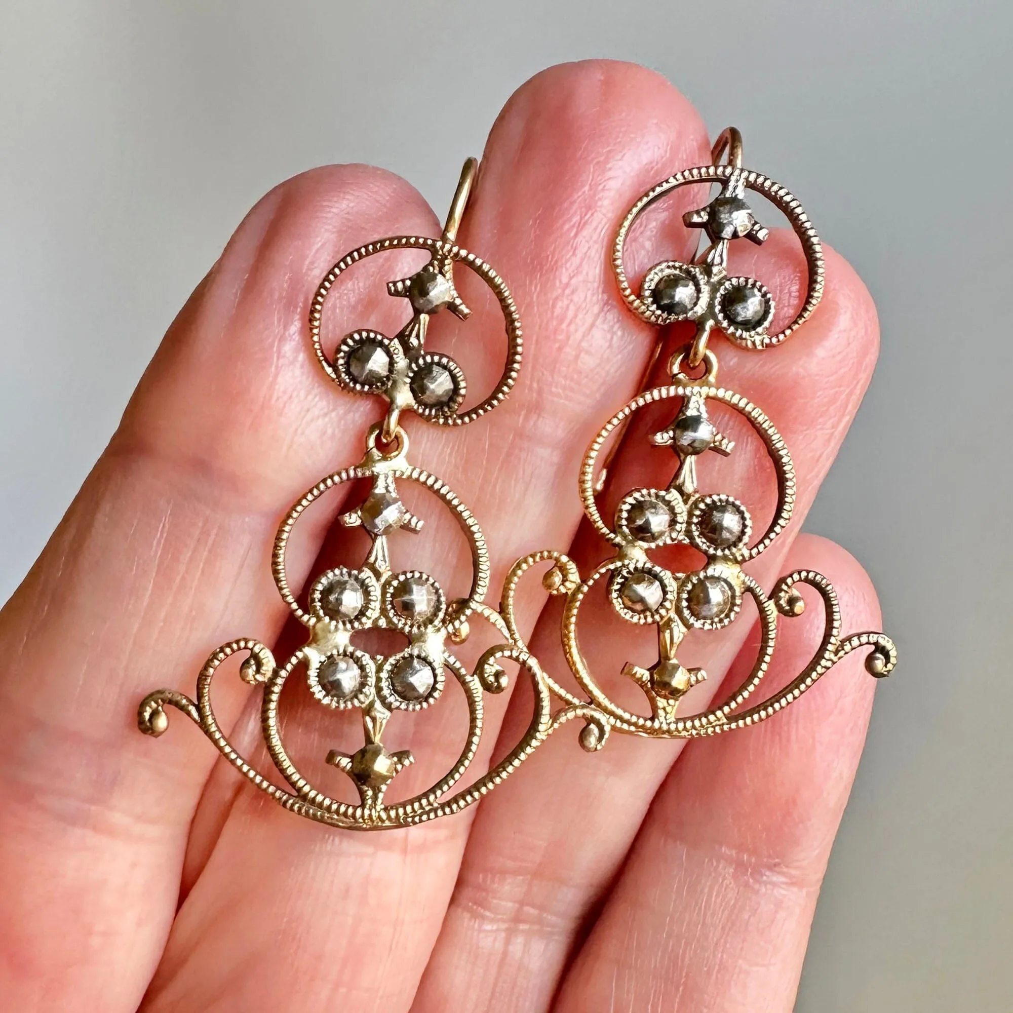 Antique Gold Cut Steel Victorian Earrings