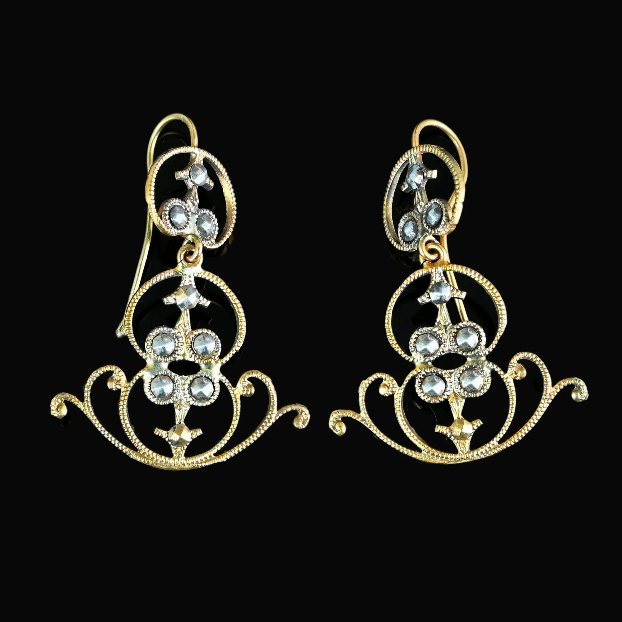 Antique Gold Cut Steel Victorian Earrings