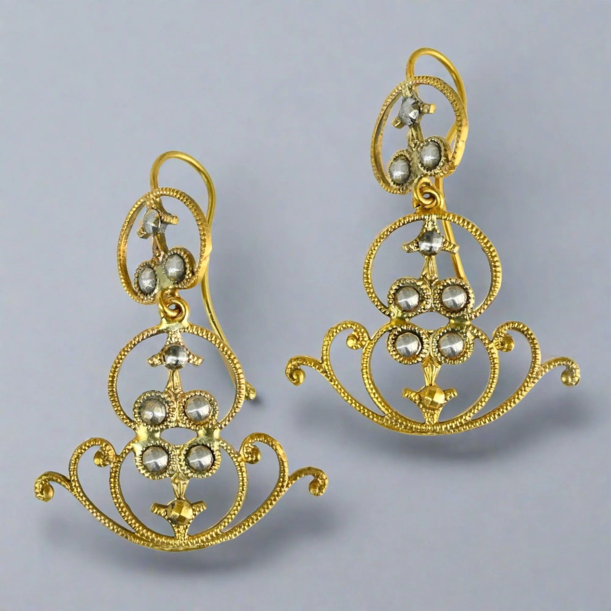 Antique Gold Cut Steel Victorian Earrings