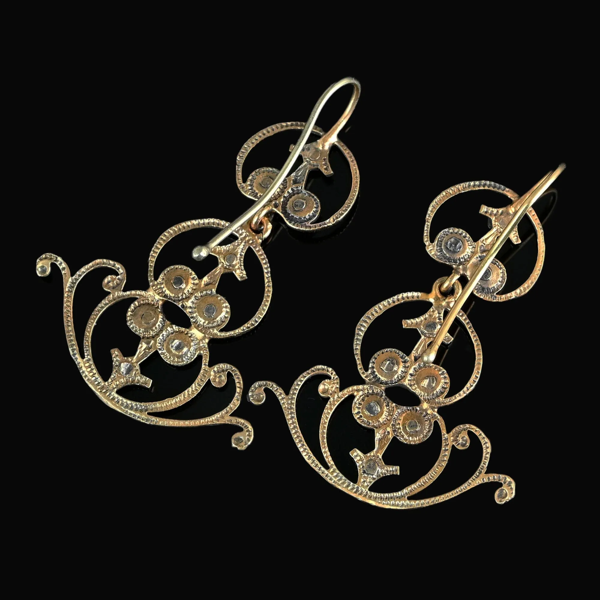 Antique Gold Cut Steel Victorian Earrings