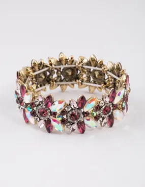 Antique Gold Multi Diamante Bracelet