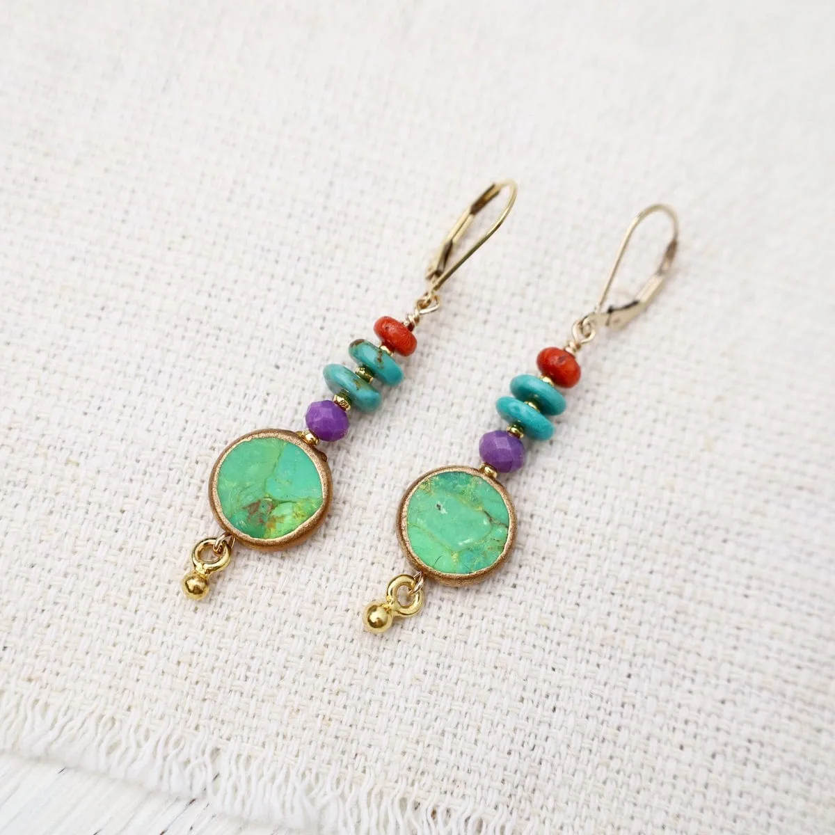 Apple Coral & Turquoise Drop Earrings