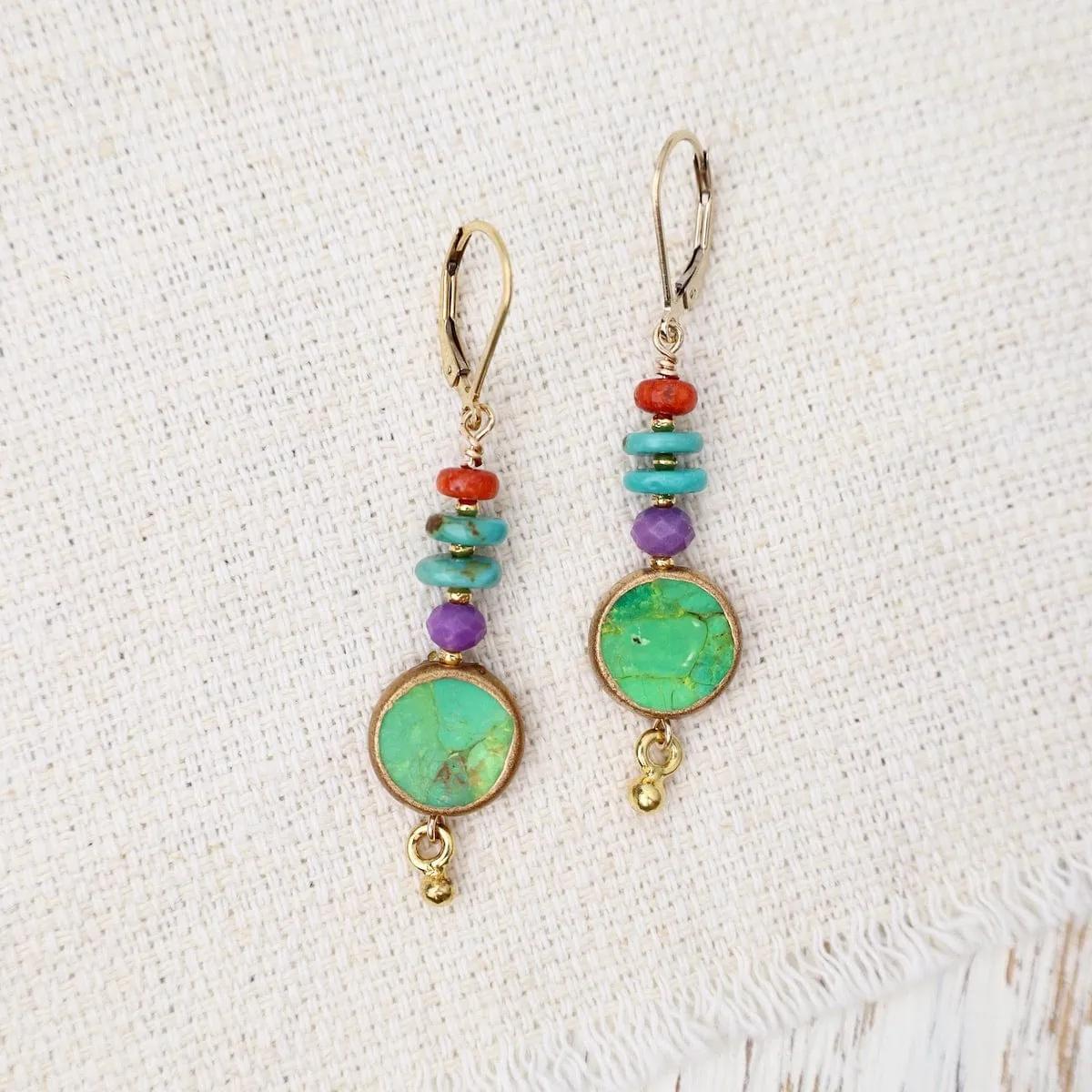 Apple Coral & Turquoise Drop Earrings