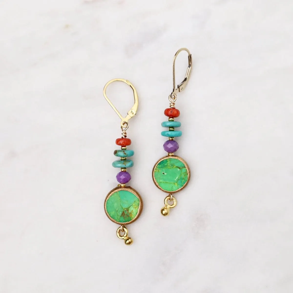 Apple Coral & Turquoise Drop Earrings