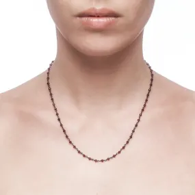 Argentum Short Necklace - Red Garnet - Black Rhodium Plated Silver