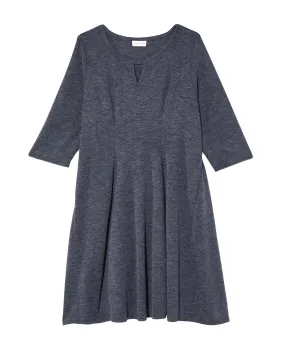 Arnica Key Hole Fit and Flare Dress | Navy