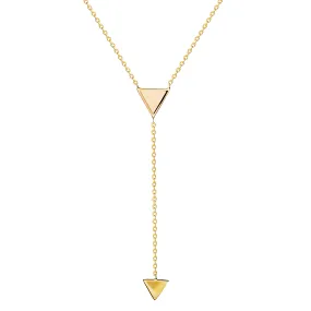 Arrow Rose Y Necklace - 14 karat gold necklace, rose enamel