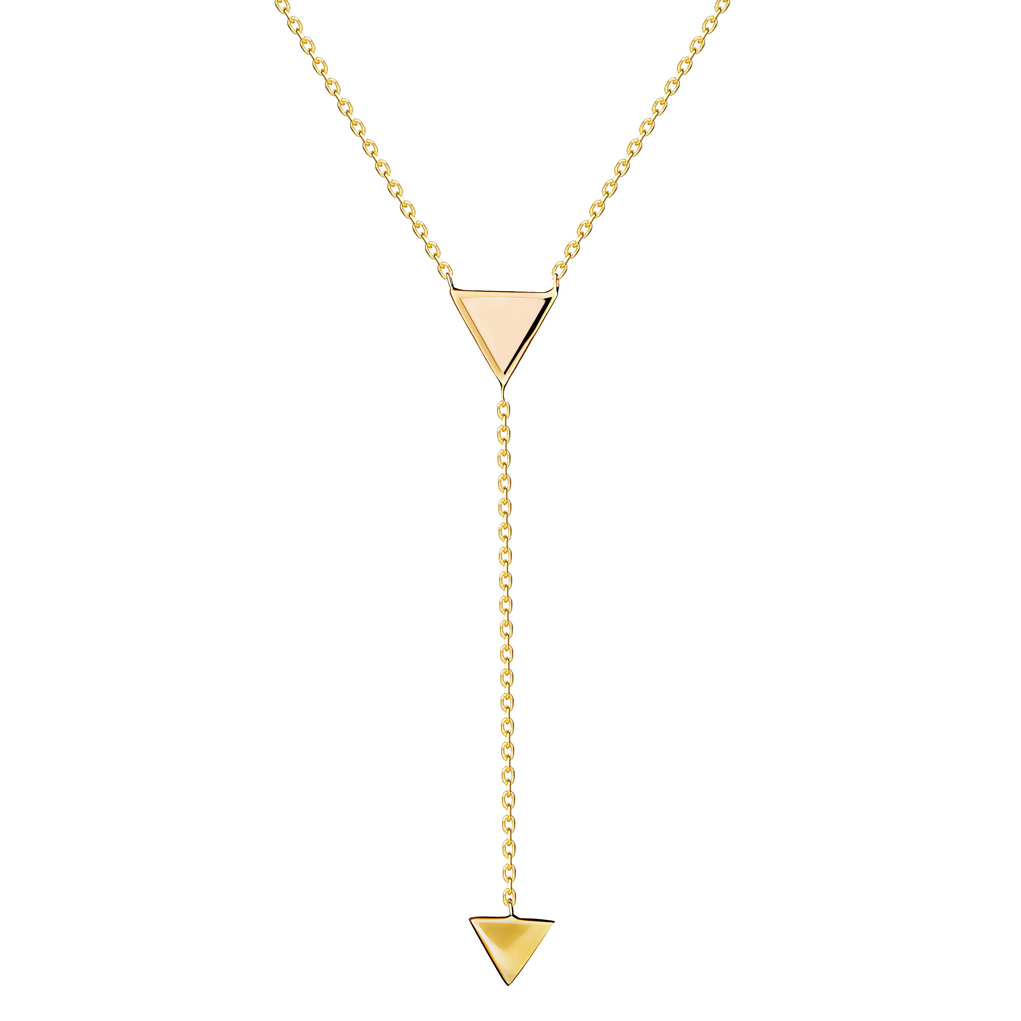 Arrow Rose Y Necklace - 14 karat gold necklace, rose enamel