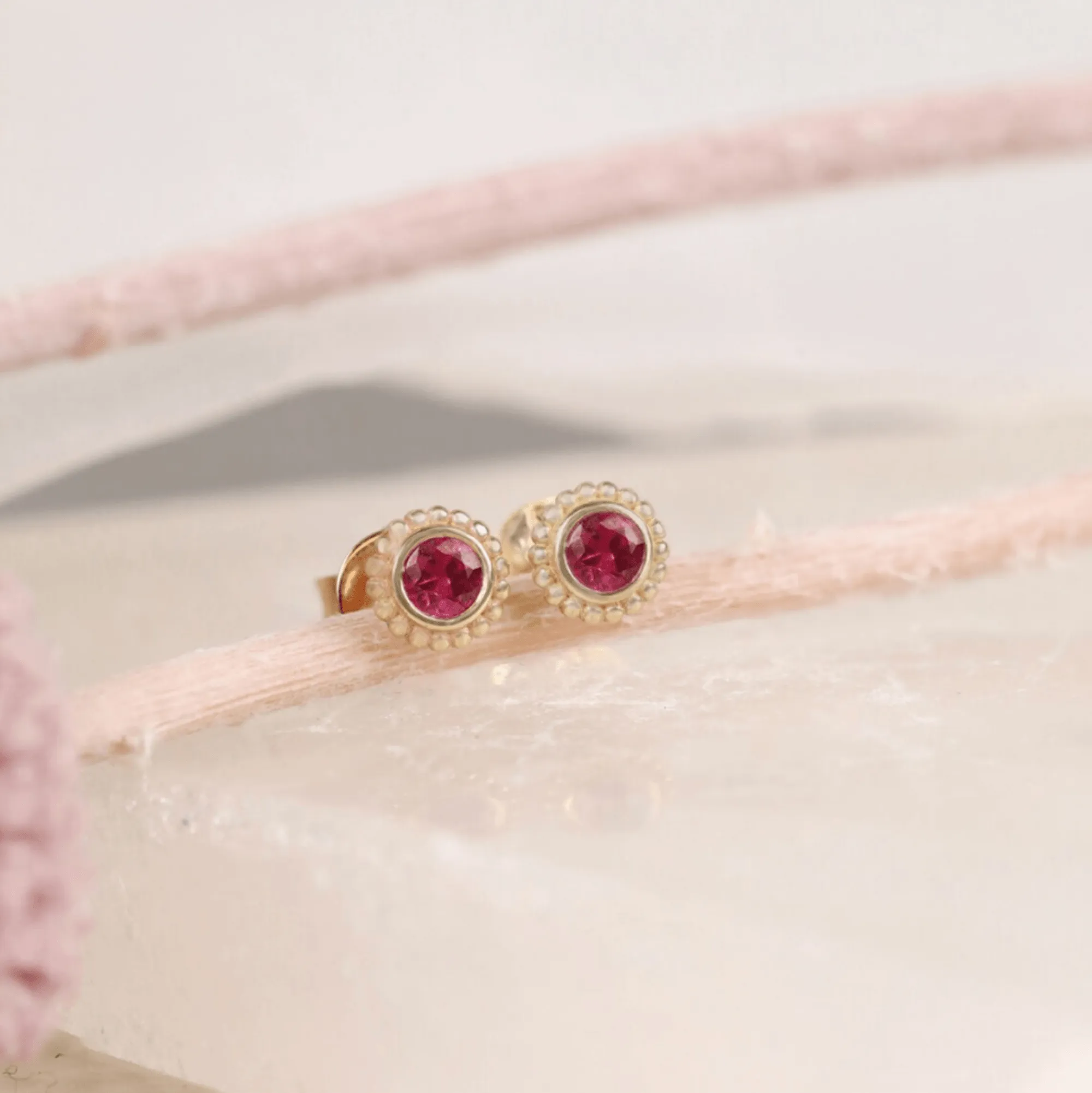 Art Deco Ruby Studs, Winnie